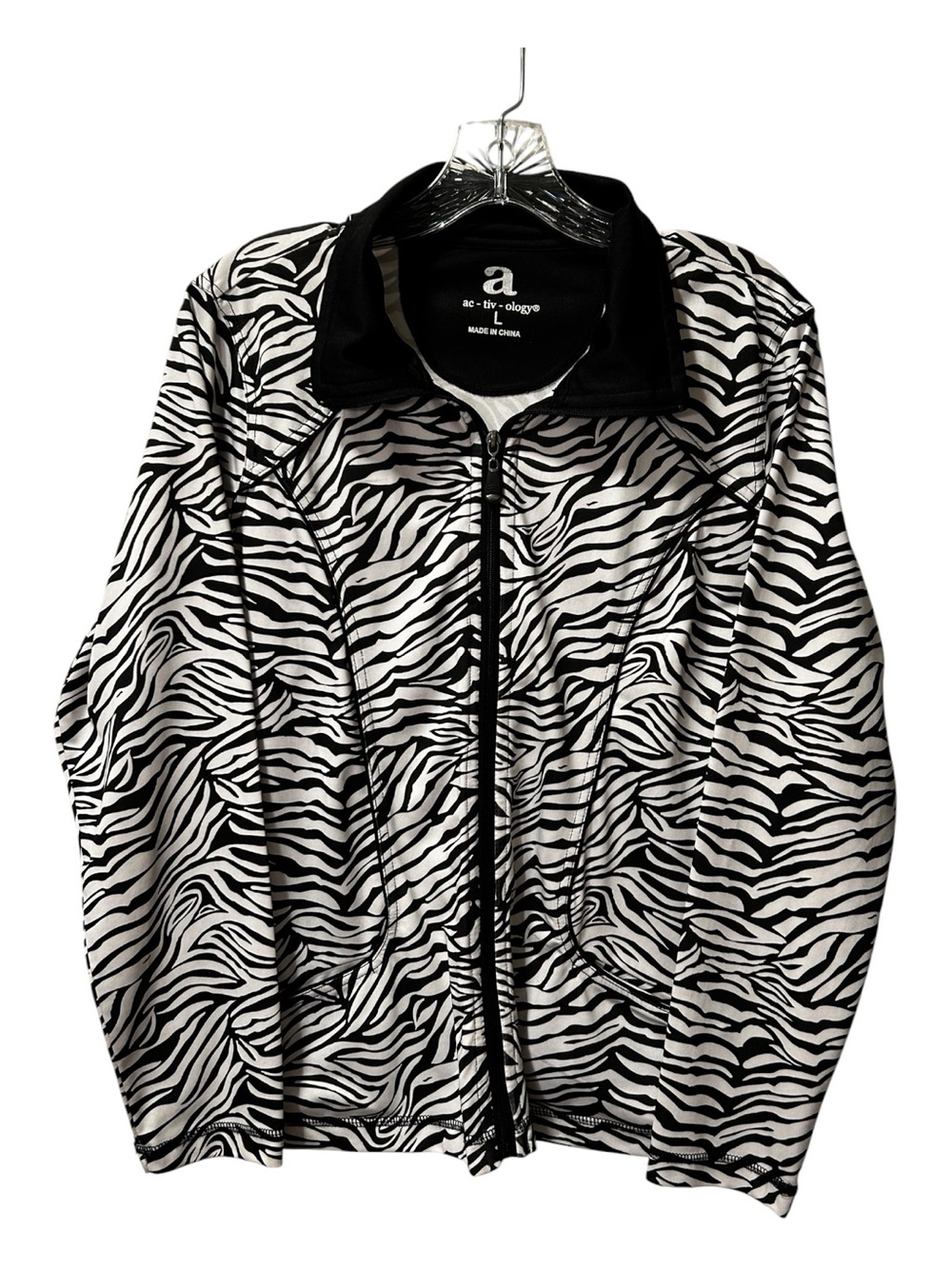 Zebra Print Zip Jacket in Black & White